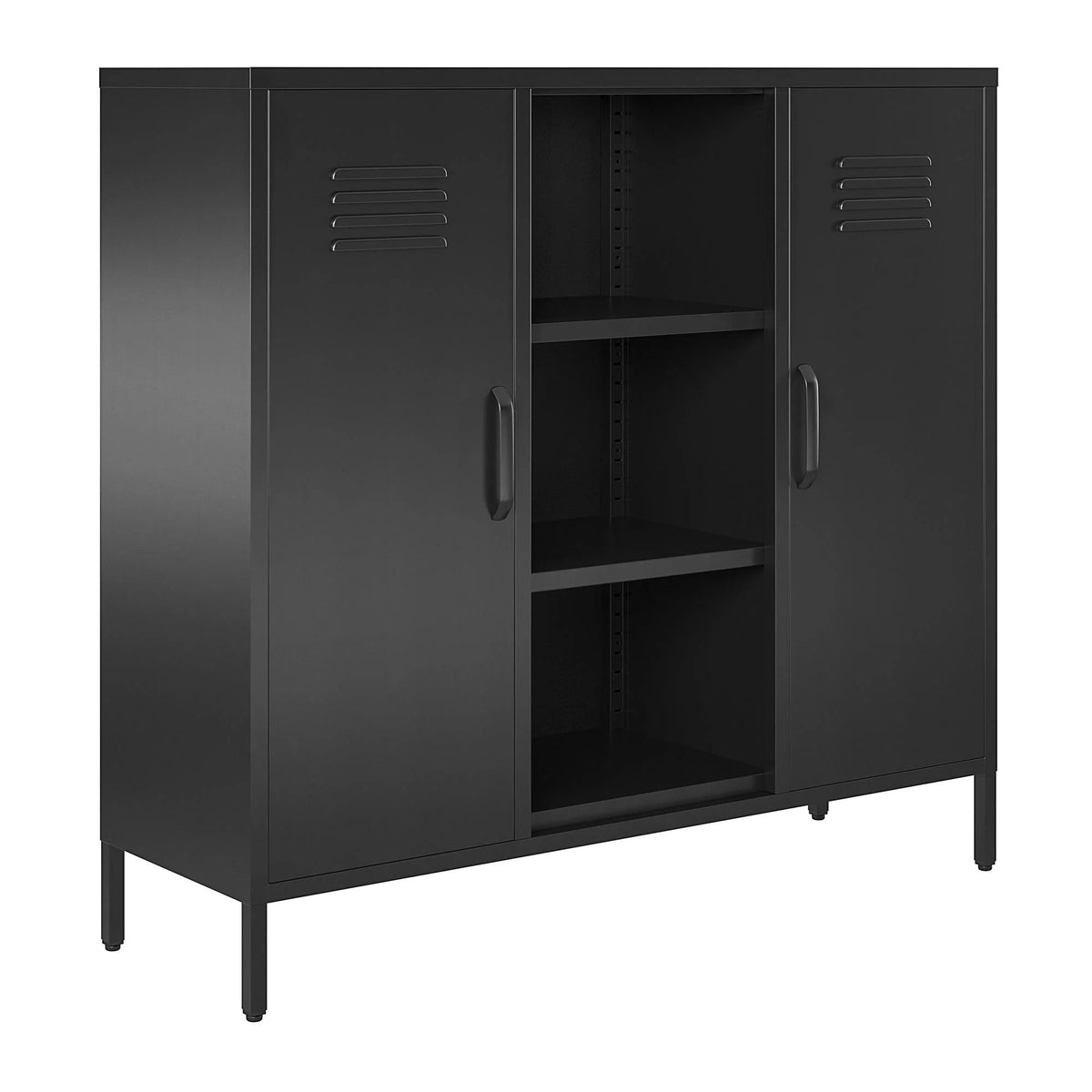 2 Door Metal Locker Accent Storage Cabinet with Bookcase, Black X66080