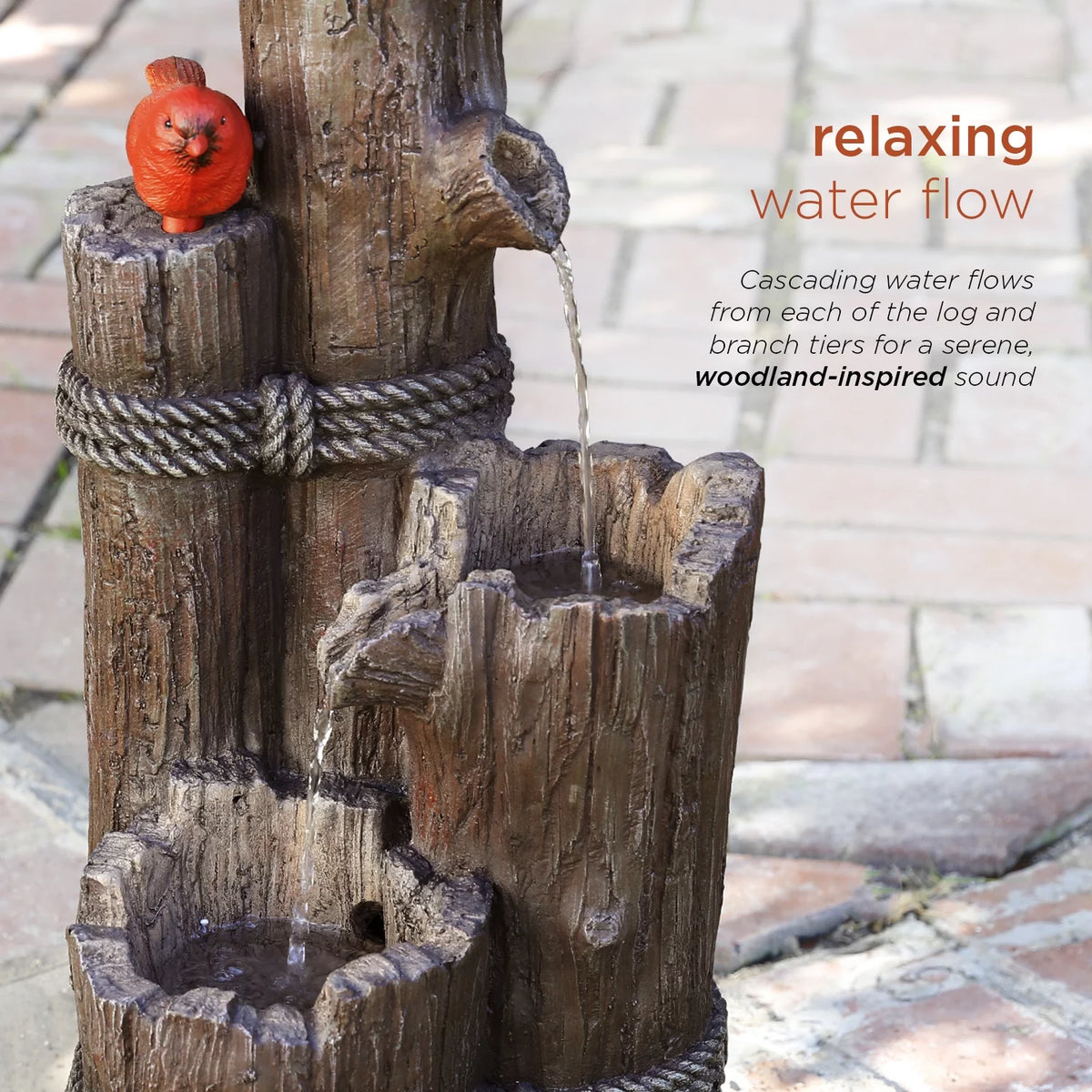 35-Inch Fountain and Birdhouse with Cardinal Figurine C84782