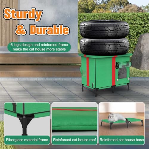 Weatherproof Insulated Outdoor Cat House with Heated Pad and Cooling Pad R975