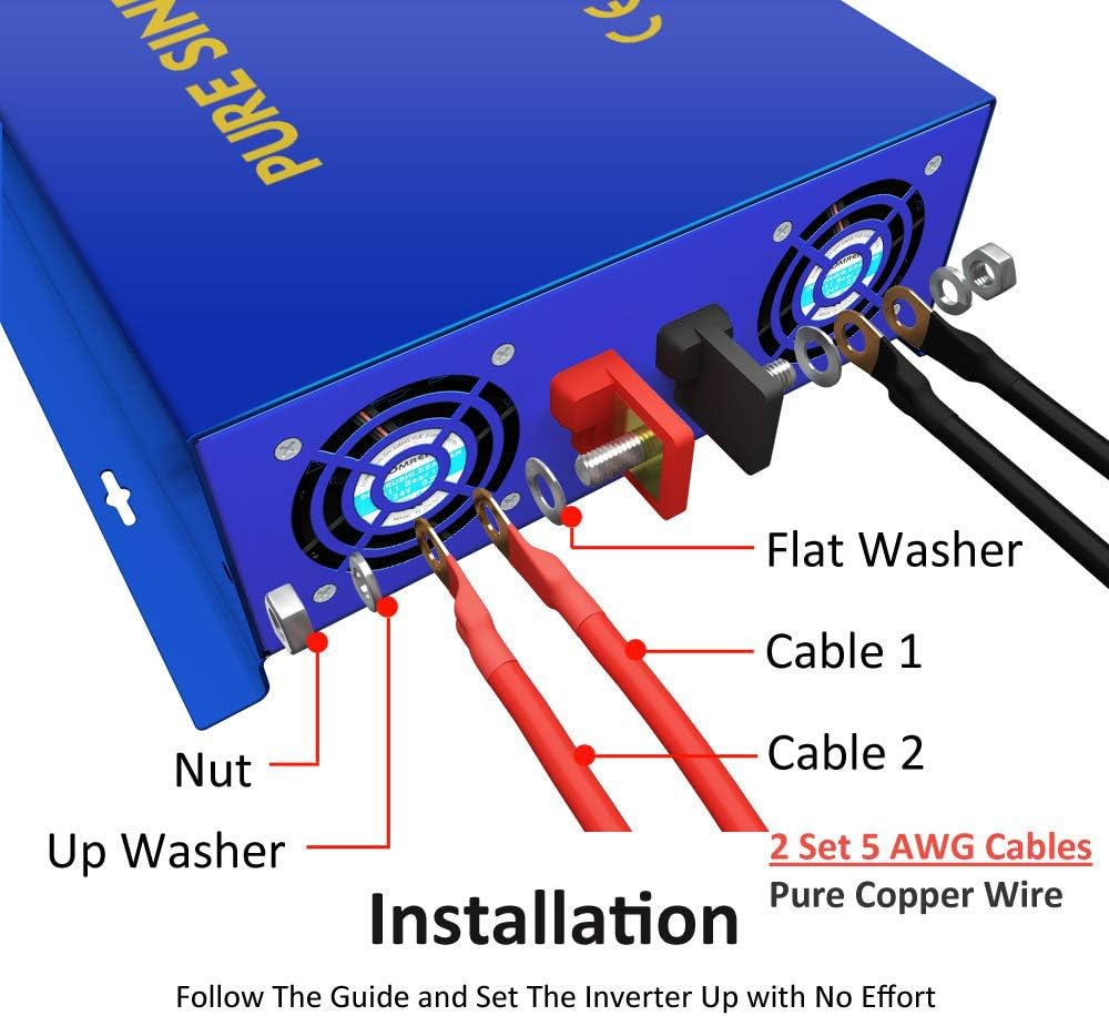2000 Watt Pure Sine Wave Inverter 24V DC to AC 120V T252454
