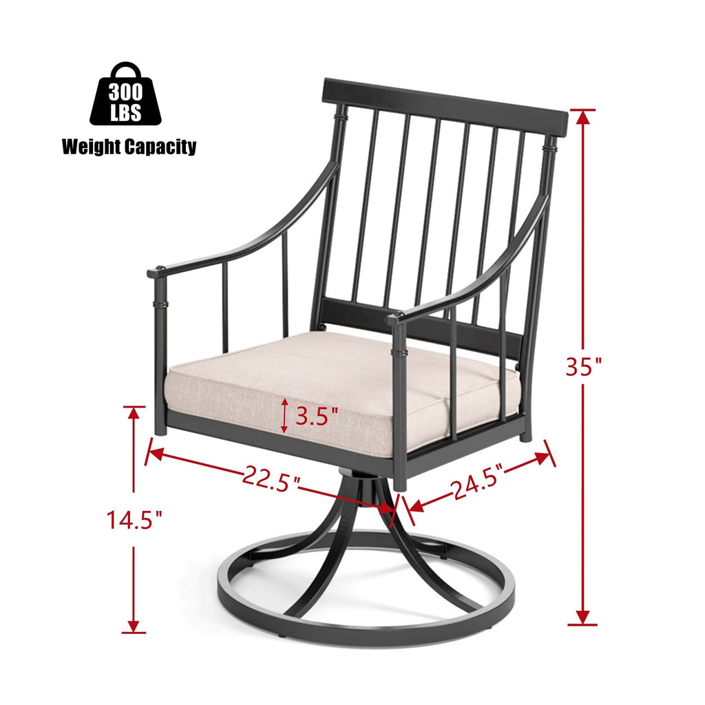 7-Piece Outdoor Dining Set with Faux Wood Table and Swivel Cushioned Chairs J400