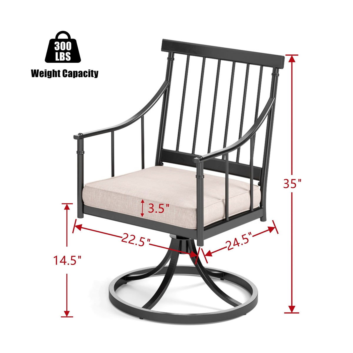 7-Piece Outdoor Dining Set with Faux Wood Table and Swivel Cushioned Chairs J400