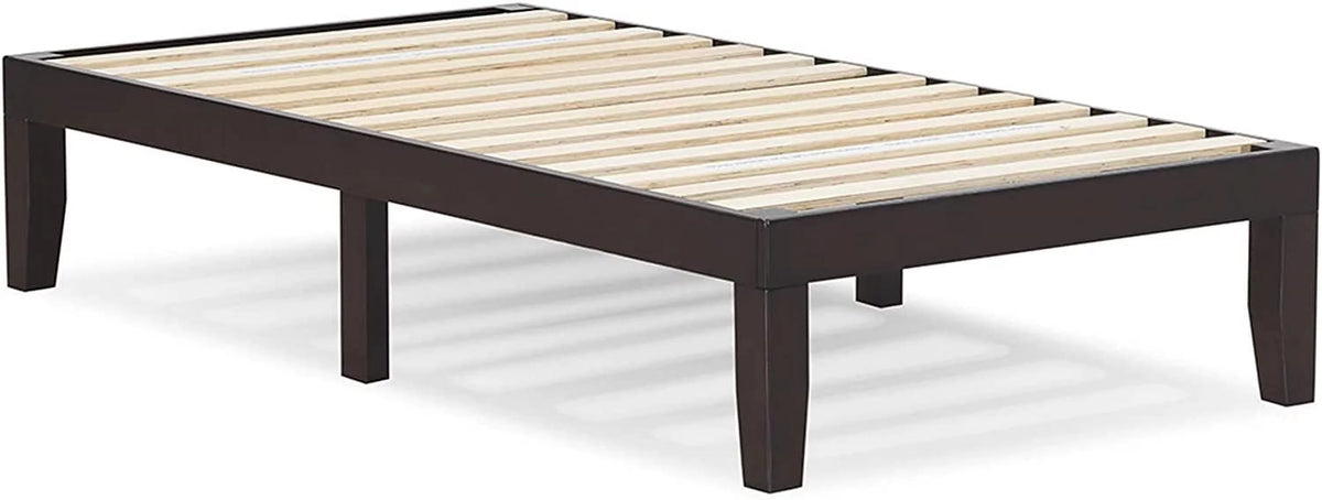 Twin Size Dark Brown Wood Platform Bed Frame U397