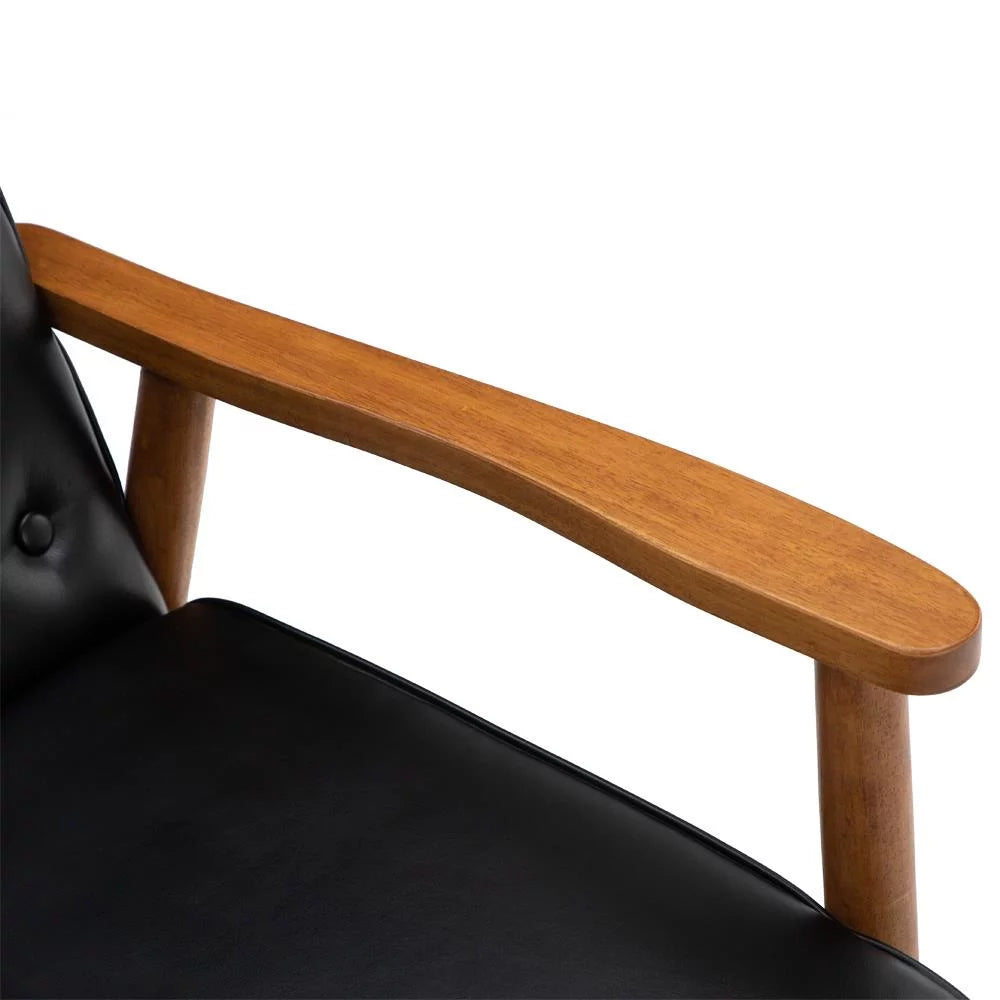 Black Fabric Upholstered Wooden Accent Chair Y71734