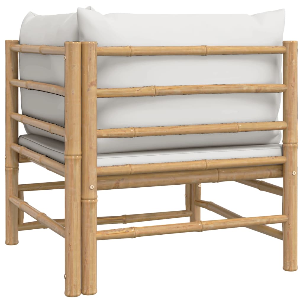Bamboo Patio Corner Sofa with Gray Cushions Q796253