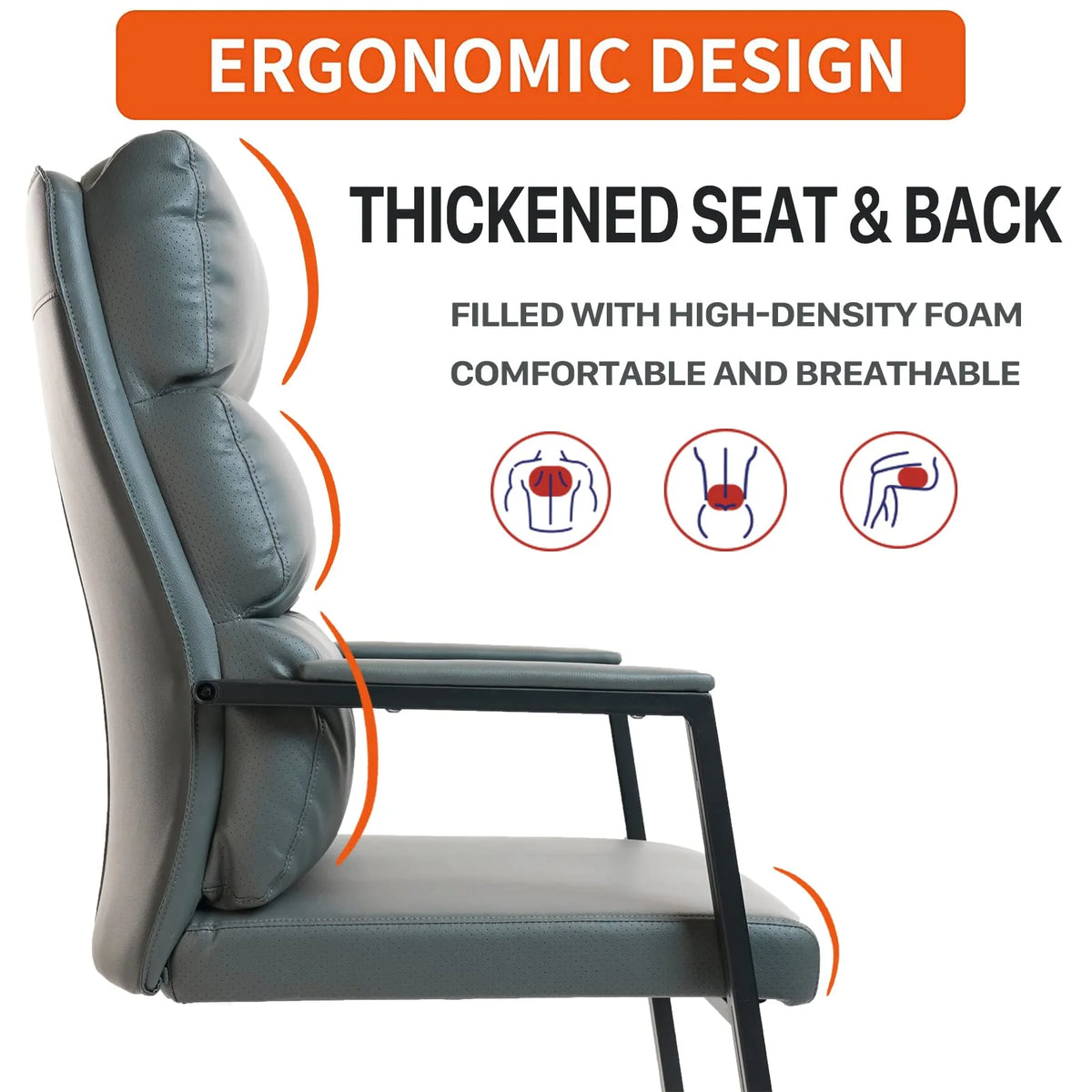 Gray 4 Pack Bonded Leather Office Guest Chair with Sled Base Z2331