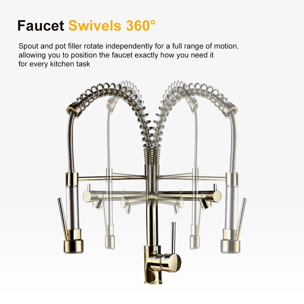 Pull Out Sprayer Kitchen Faucet Solid Brass H5468