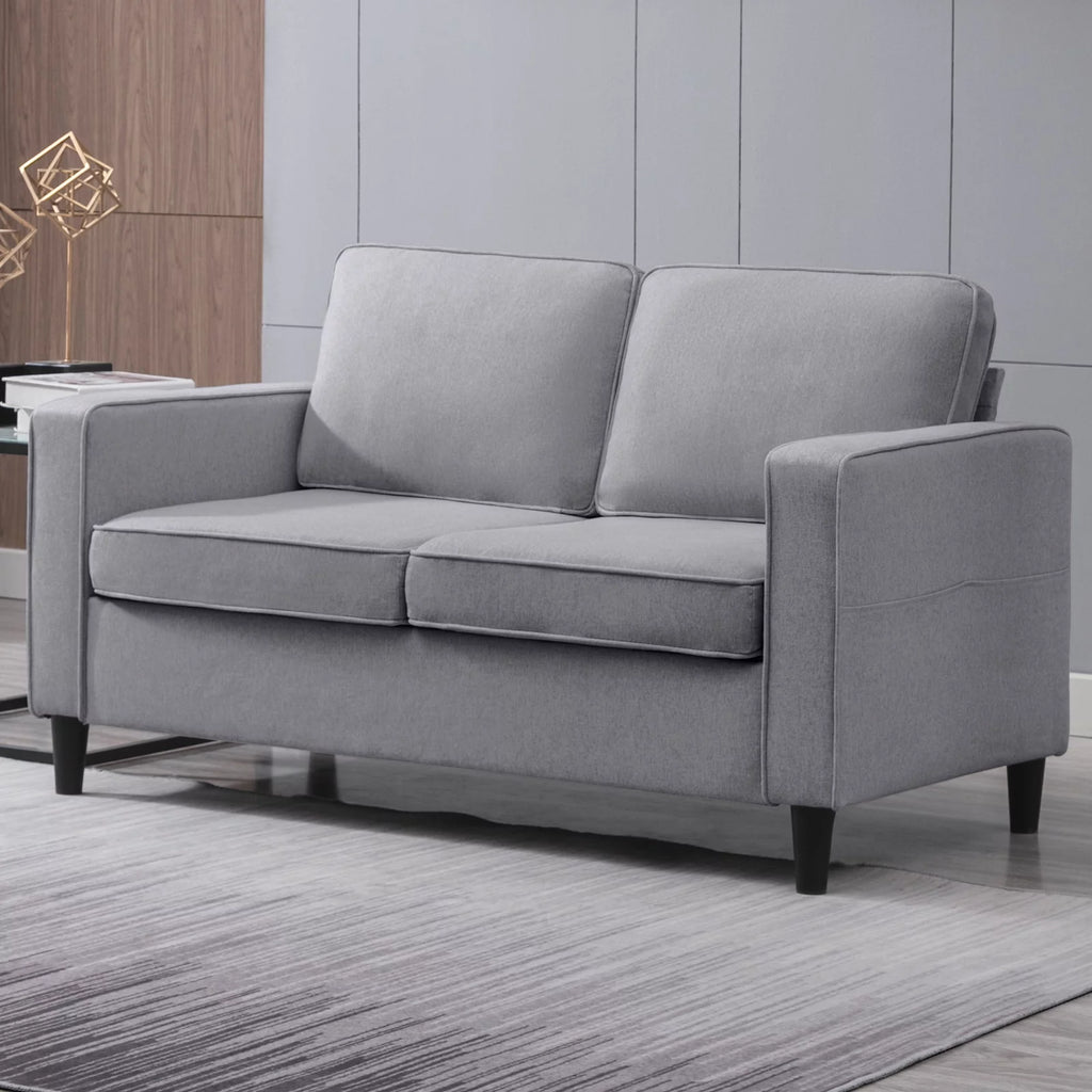 Light Gray 3 Pcs Convertible Sectional Sofa with Storage Ottoman W460