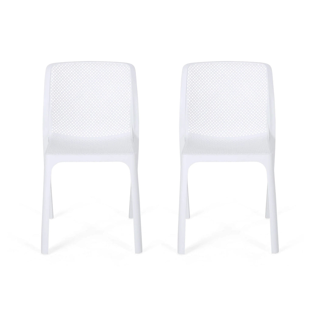 White Plastic Stacking Dining Chairs, Set of 2 K500