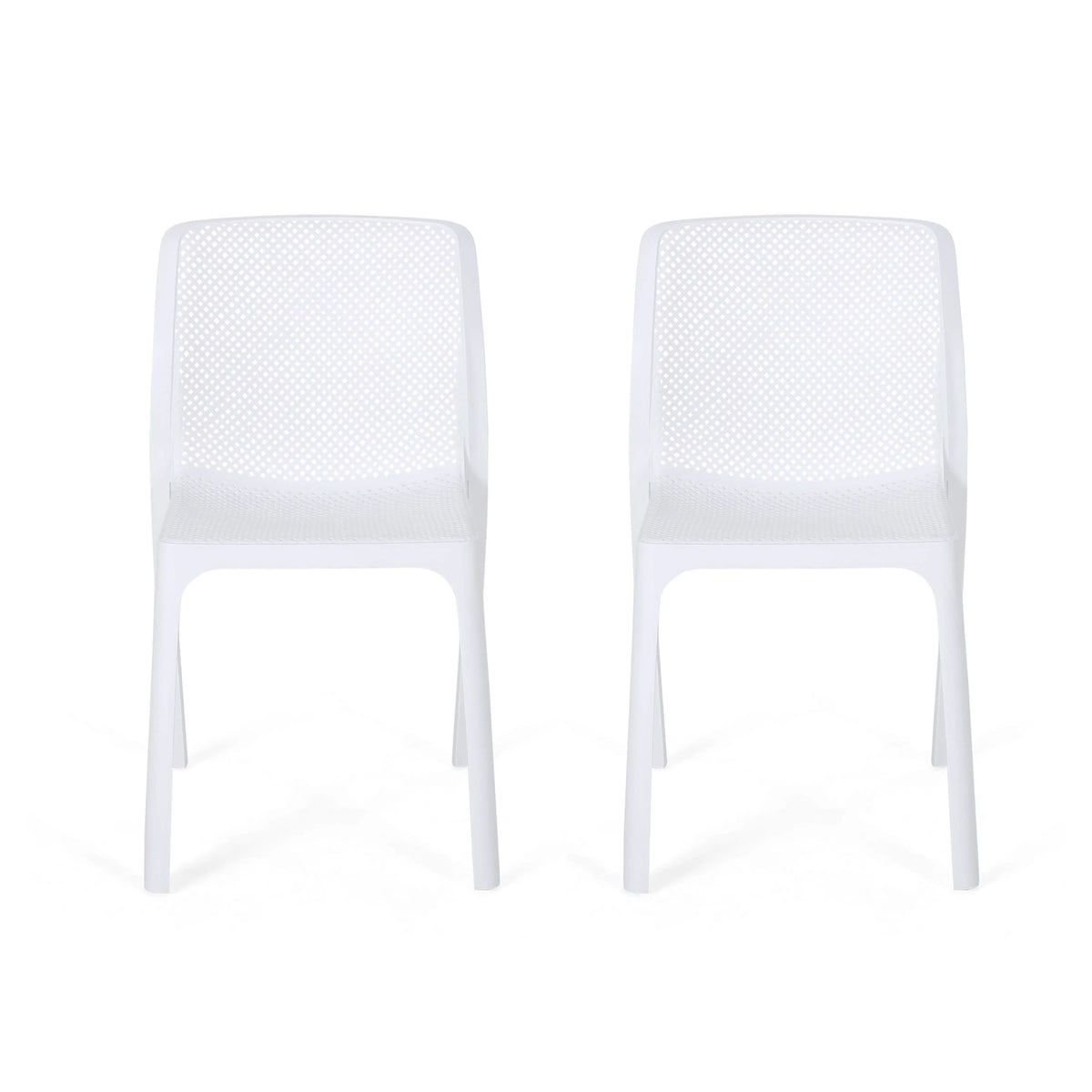 White Plastic Stacking Dining Chairs, Set of 2 K500
