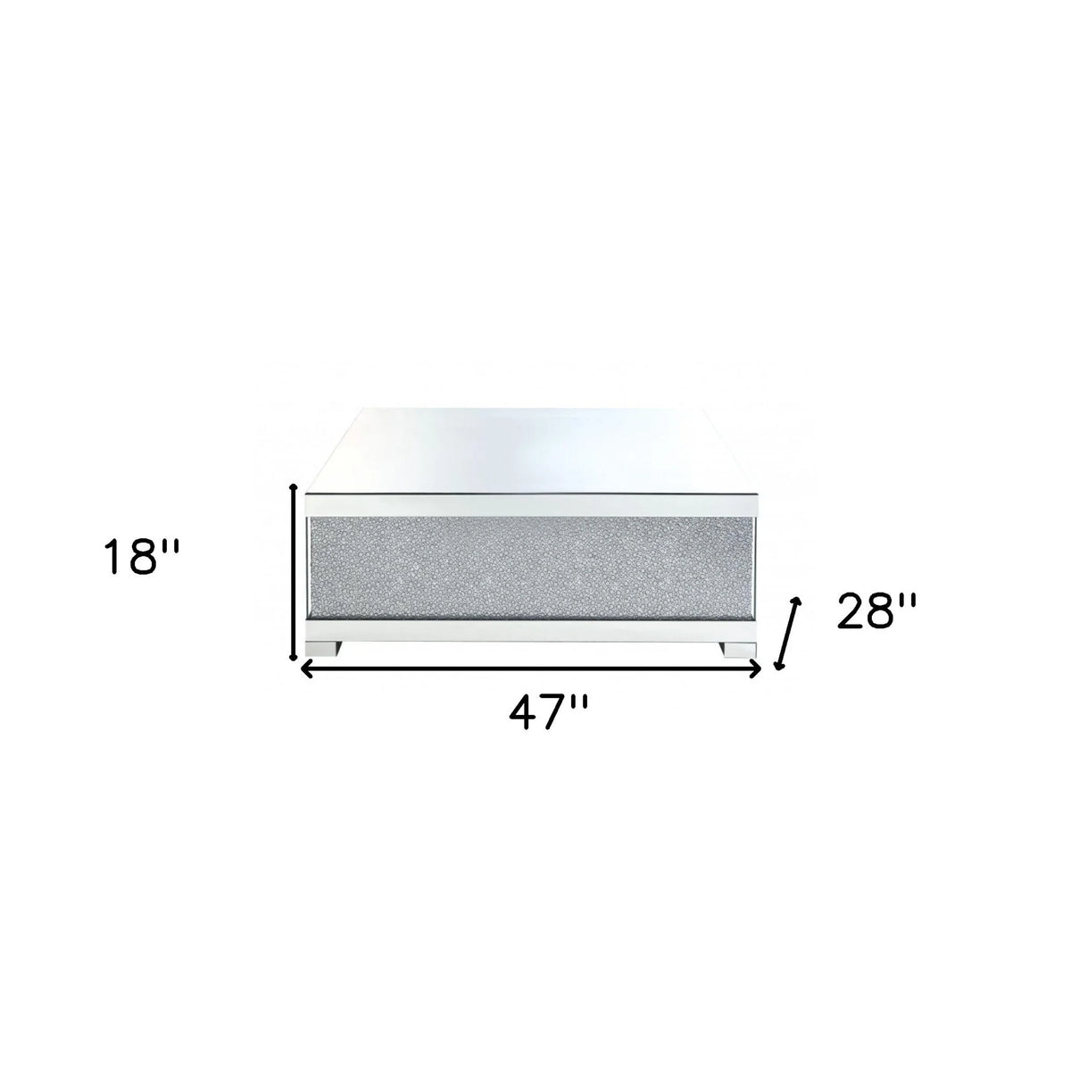 47" Silver Glass Mirrored Coffee Table O521192