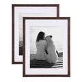 Walnut Brown 14x18 Matted to 11x14 Wood Photo Frame Set, Pack of 2 O767253