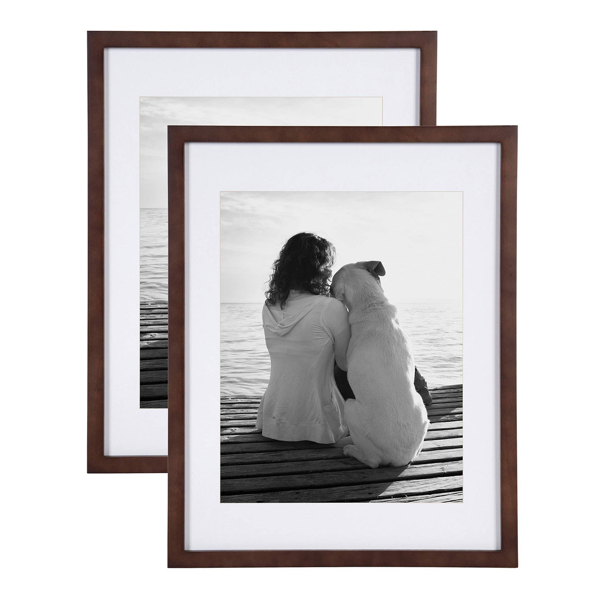 Walnut Brown 14x18 Matted to 11x14 Wood Photo Frame Set, Pack of 2 O767253