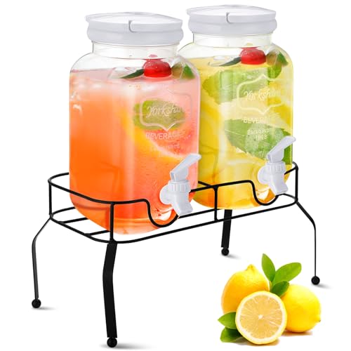 2 Pcs Plastic Drink Dispensers with Stand and Spigot V919207