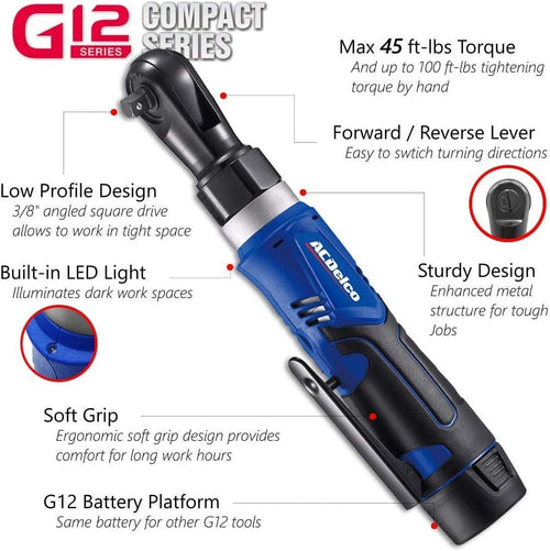 12V Li-ion Cordless 3/8” Ratchet Wrench & Impact Wrench Combo Tool Kit M343