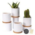 4 Inch White Ceramic Plant Pots with Saucers, Set of 4 T5763