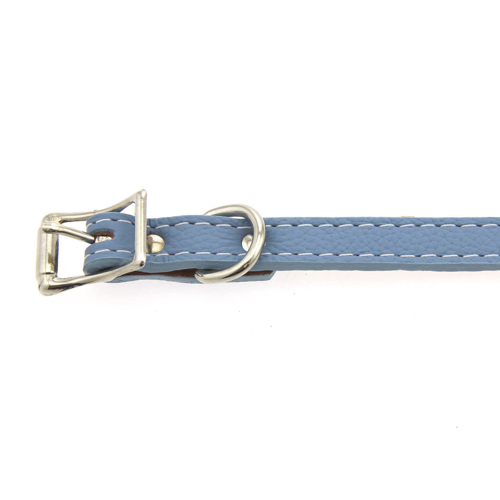 Light Blue Leather Dog Collar E757960