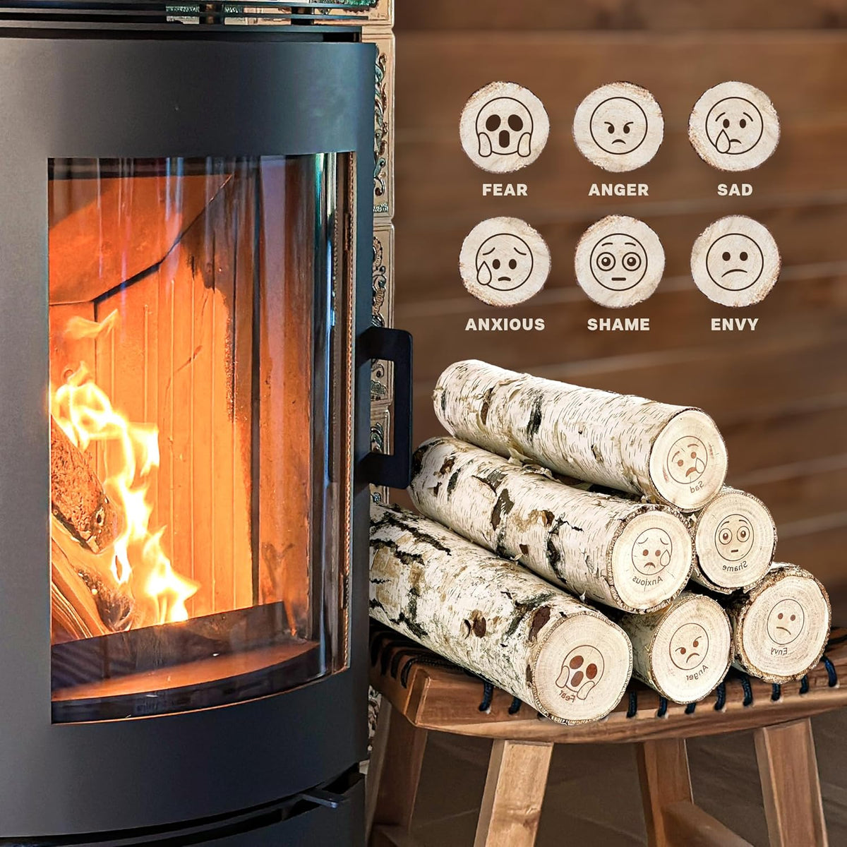 6 Birch Wood Logs V553