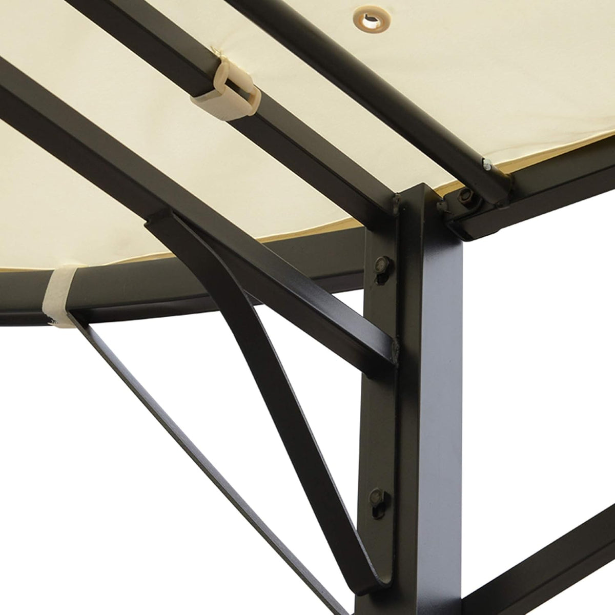 10 x 8ft Beige Metal Pergola with Side Awning I331002