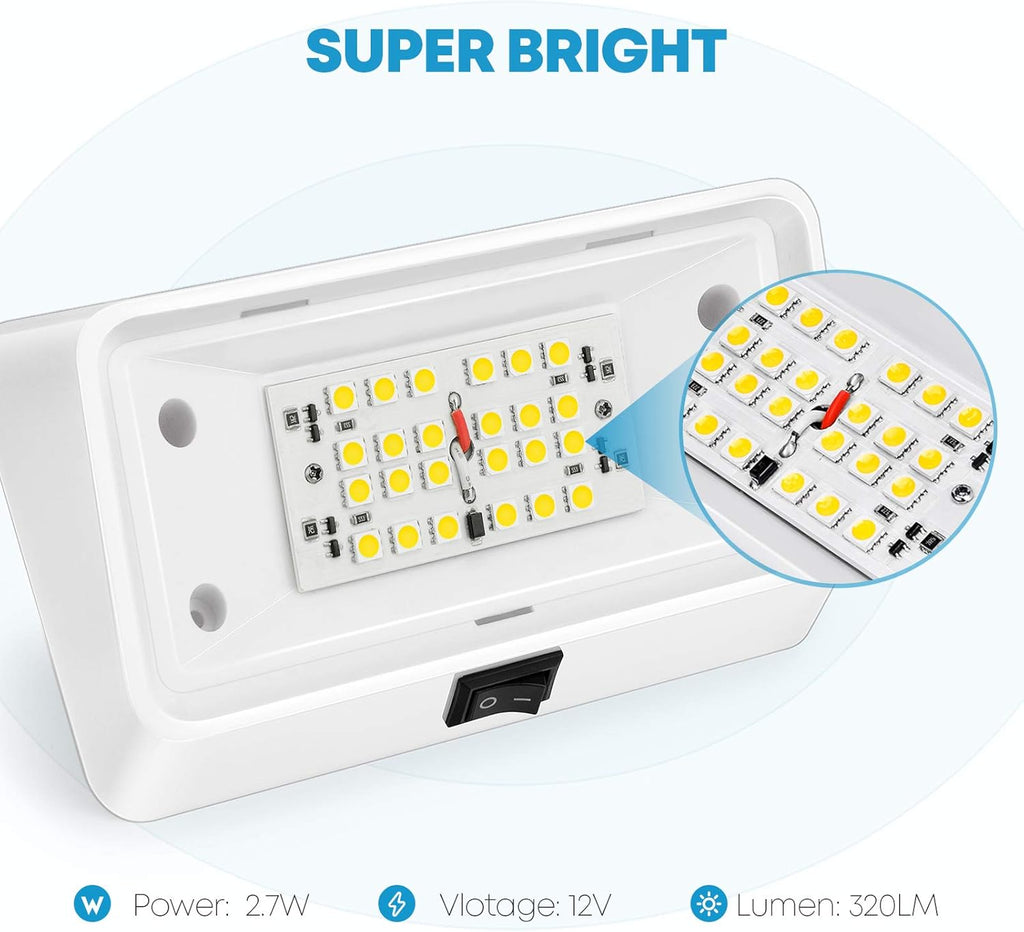 LED RV Exterior Porch Light with Switch 320 Lumen White Base C922