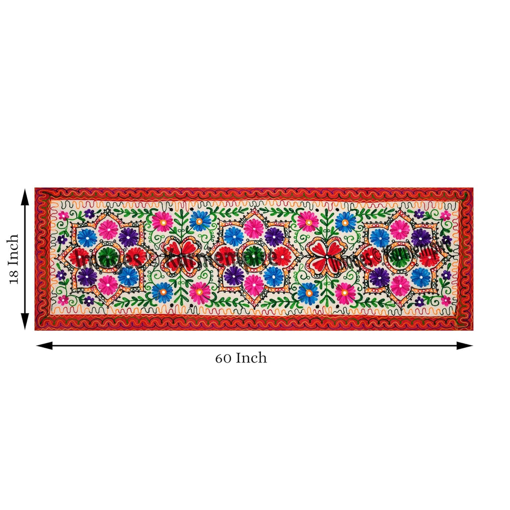 Hand Embroidery Boho Table Runner 18x60 Inch R425274