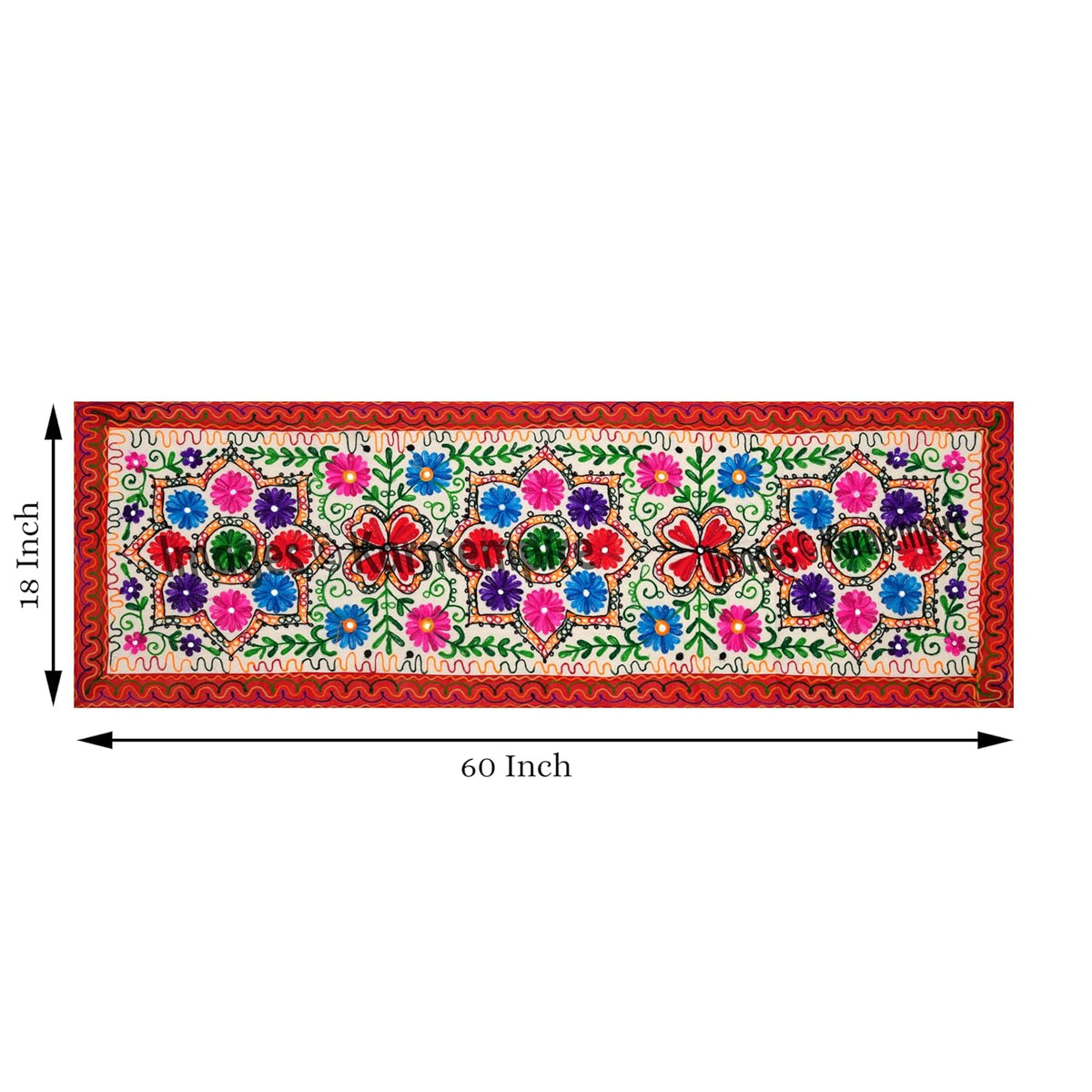 Hand Embroidery Boho Table Runner 18x60 Inch R425274