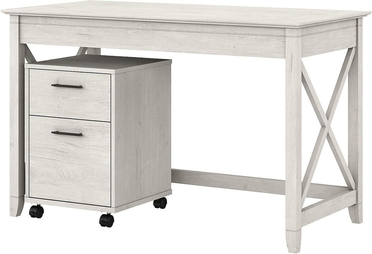 Cape Cod Gray Writing Desk with 2 Drawer Mobile File Cabinet X536484