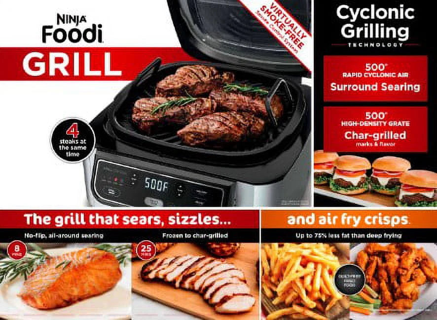 Black Indoor Grill with 4-qt Air Fryer L2722