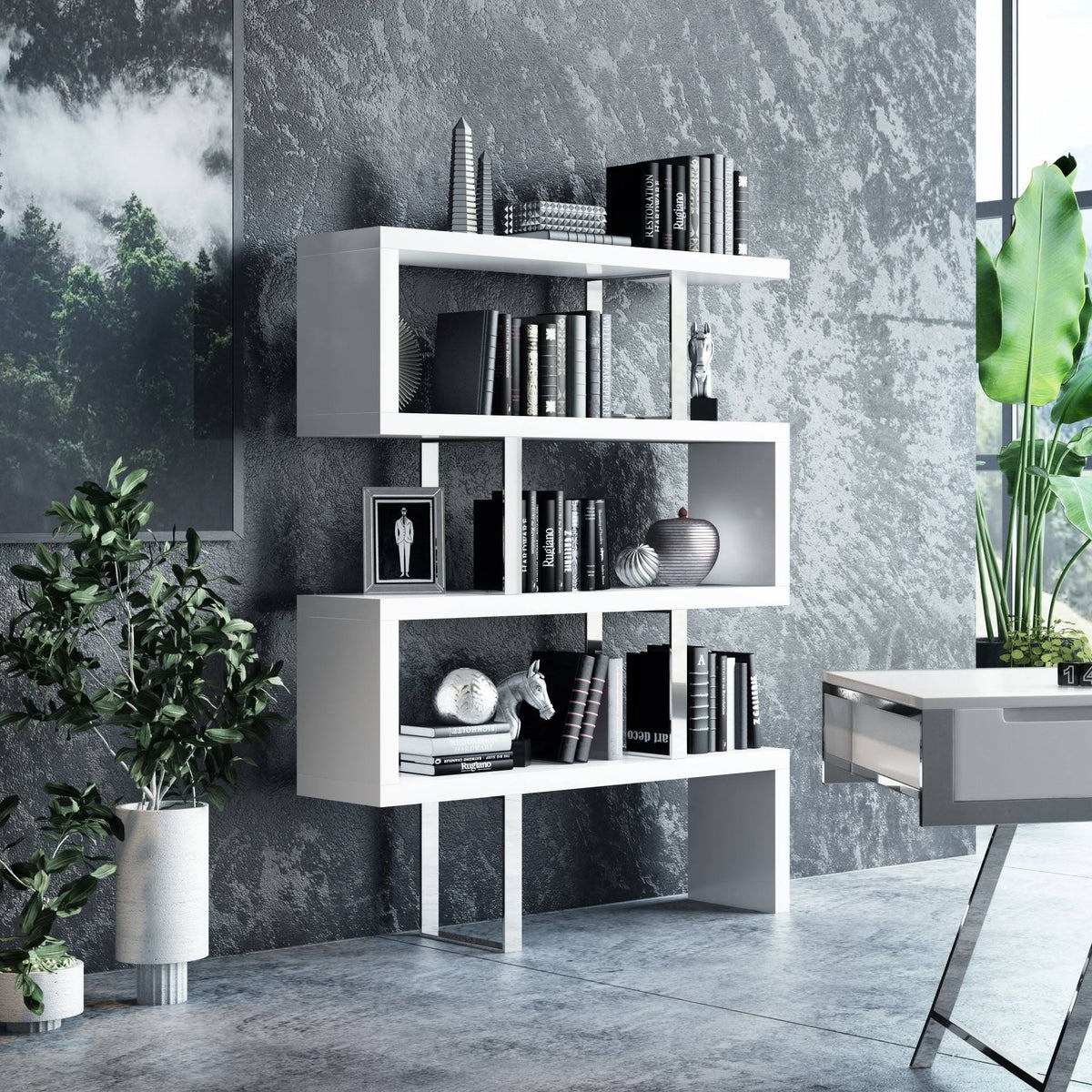 White High Gloss Bookcase I74569