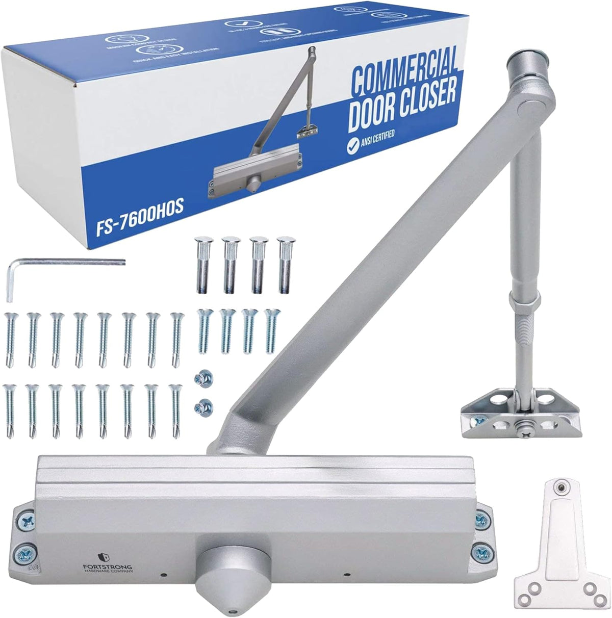 Black Finish Commercial Door Closer with Hold-Open Mechanism Y59414
