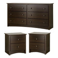 3-Piece Set with 2 Night Tables and 6 Drawer Dresser in Espresso S509716