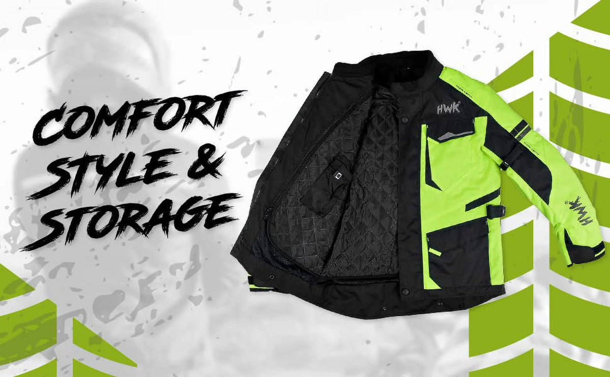 Motorcycle Jacket with Cordura Textile Fabric and Armor Hi-Vis Green XL X113