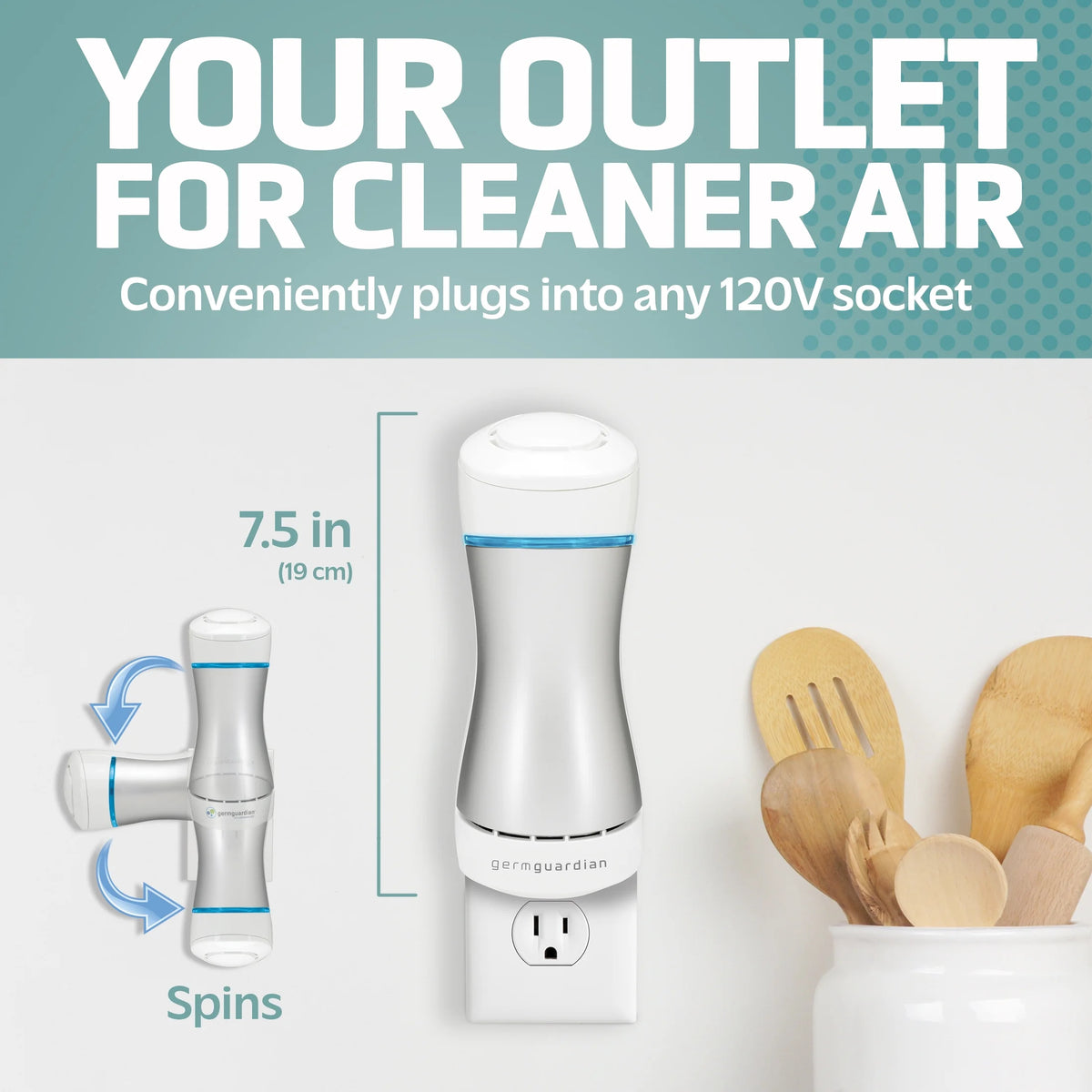 Pluggable Air Purifier with UV Sanitizer and Odor Reducer, White K2745
