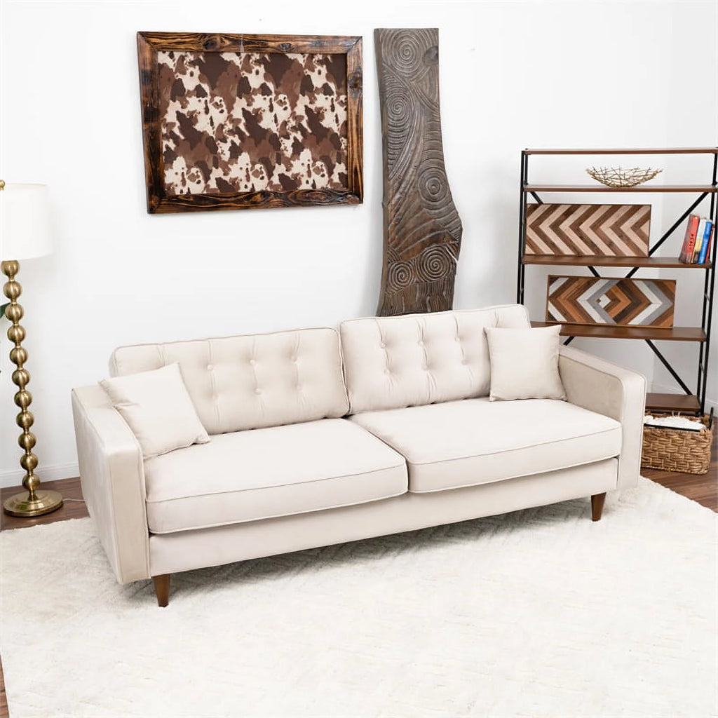 Beige Velvet Living Room Couch M779