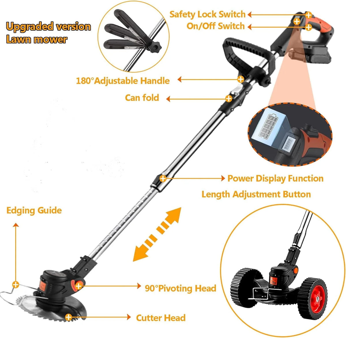 Cordless Electric Grass Trimmer with 3 Types Blades 2 Batteries W35475