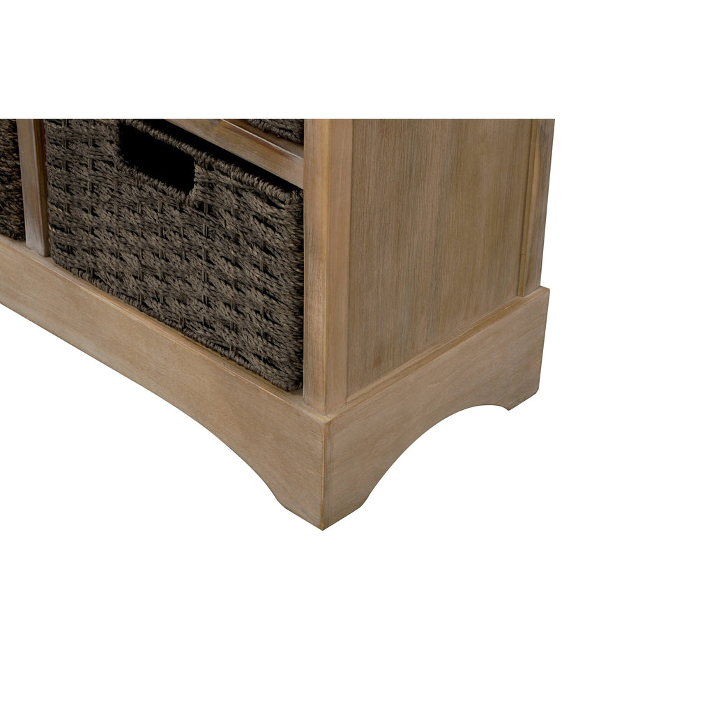 Rustic Storage Cabinet with 2 Drawers and 4 Fabric Basket C9420