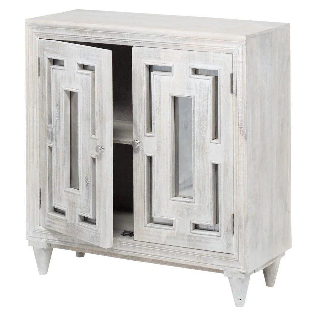40" Square Whitewash Accent Cabinet E416527