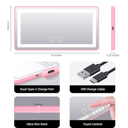 Rechargeable Clip-on Car Sun Visor Vanity Mirror with 3 Light Modes B904060