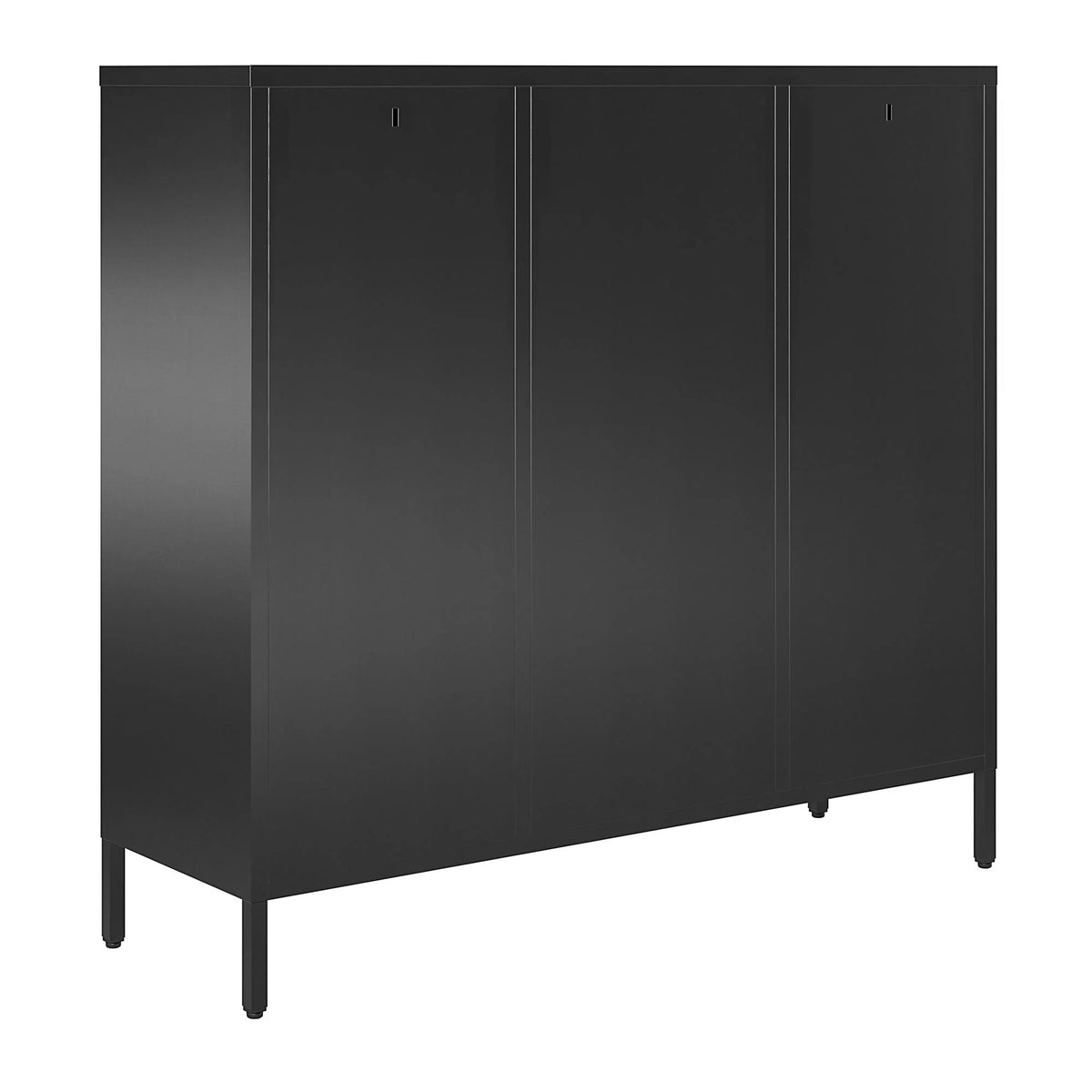 2 Door Metal Locker Accent Storage Cabinet with Bookcase, Black X66080
