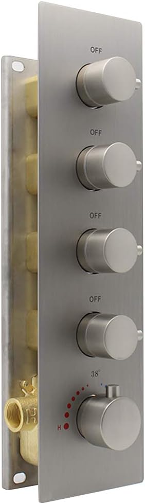 Brass 4 Outlet Thermostatic Shower Diverter Mixer Valve with Round Knobs in Chrome N3304