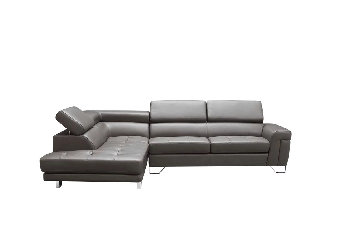 Dark Gray Top-grain Leather Sectional Sofa Z6613