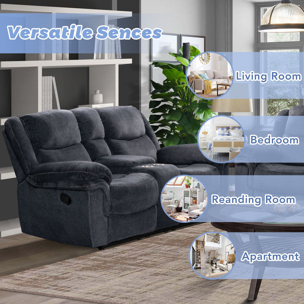 Dark Blue Manual Reclining Sofa I330400