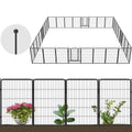 32 Panels 72ft L×40in H Black Metal Garden Fence with 2 Gates Q425