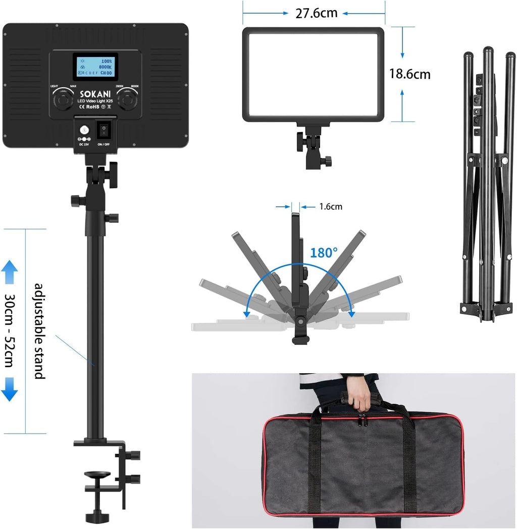 2PCs Bi-Color LED Panel Light with Light Stand P573514