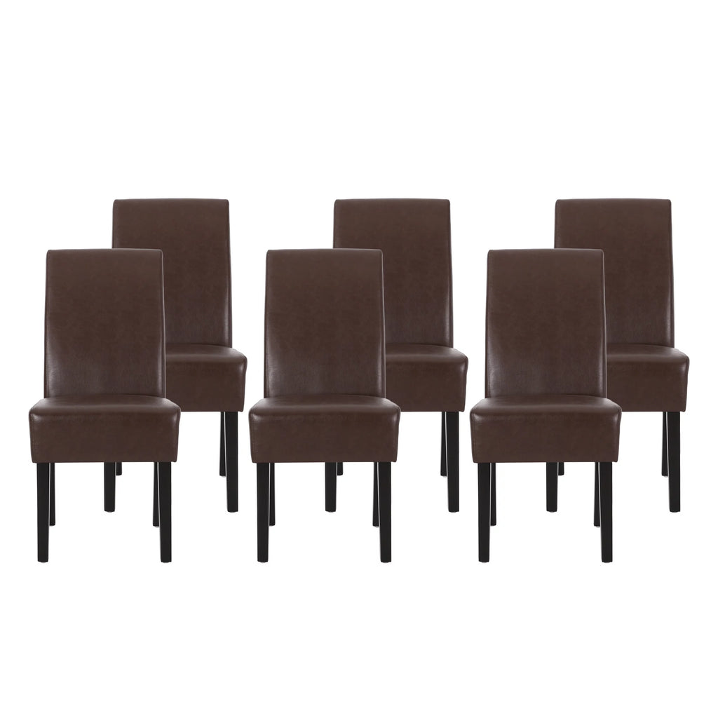 Faux Leather Dining Chairs Set of 6 Dark Brown N205
