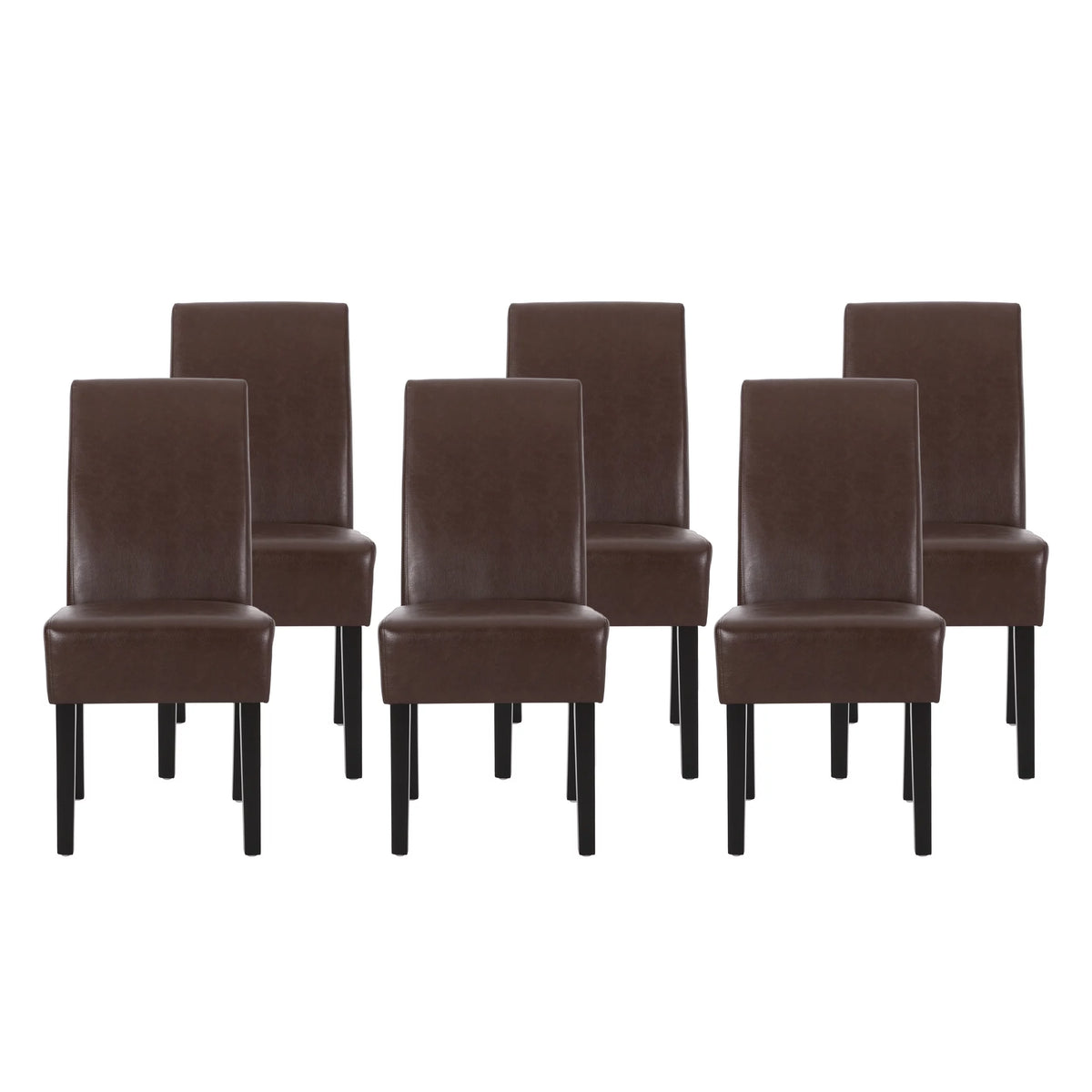 Faux Leather Dining Chairs Set of 6 Dark Brown N205