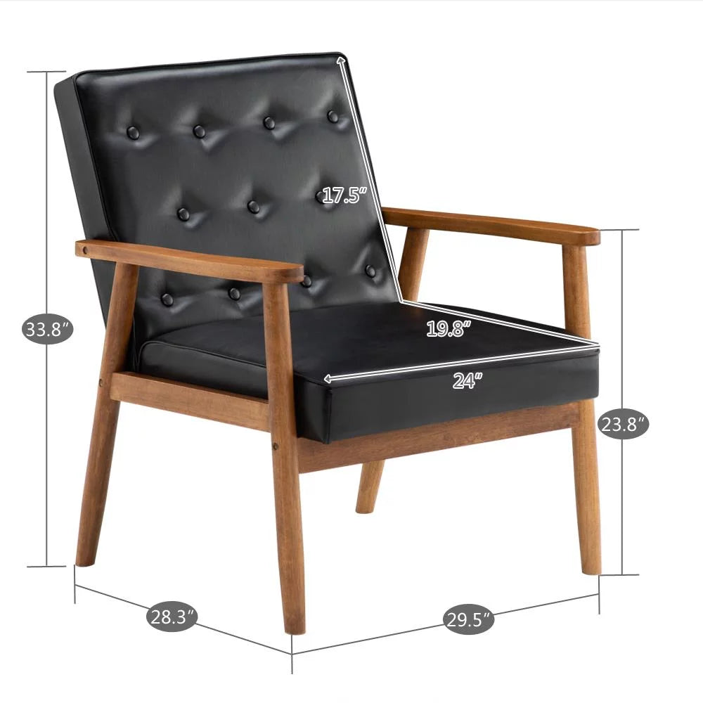 Black Fabric Upholstered Wooden Accent Chair Y71734