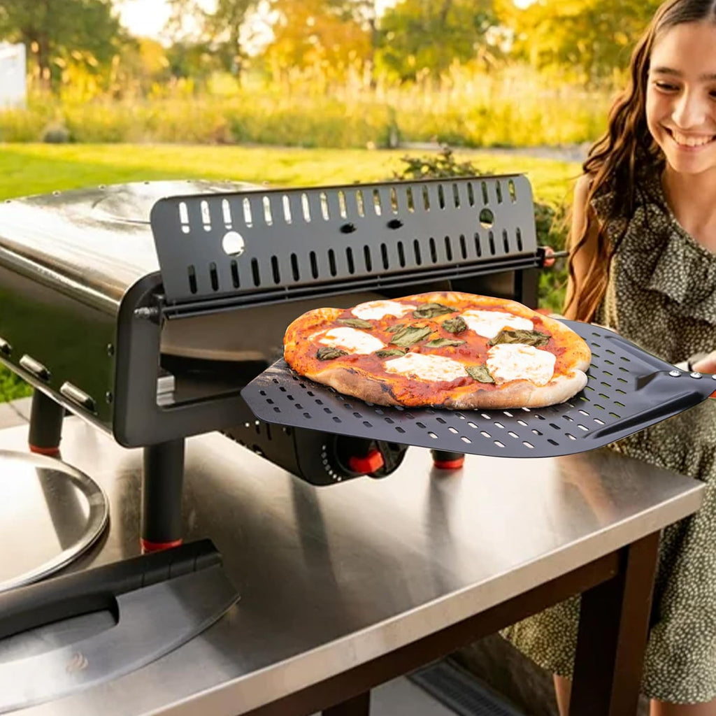 13" Rotating Stone Pizza Oven with Thermometer, Peel, Gloves & Cloth U293