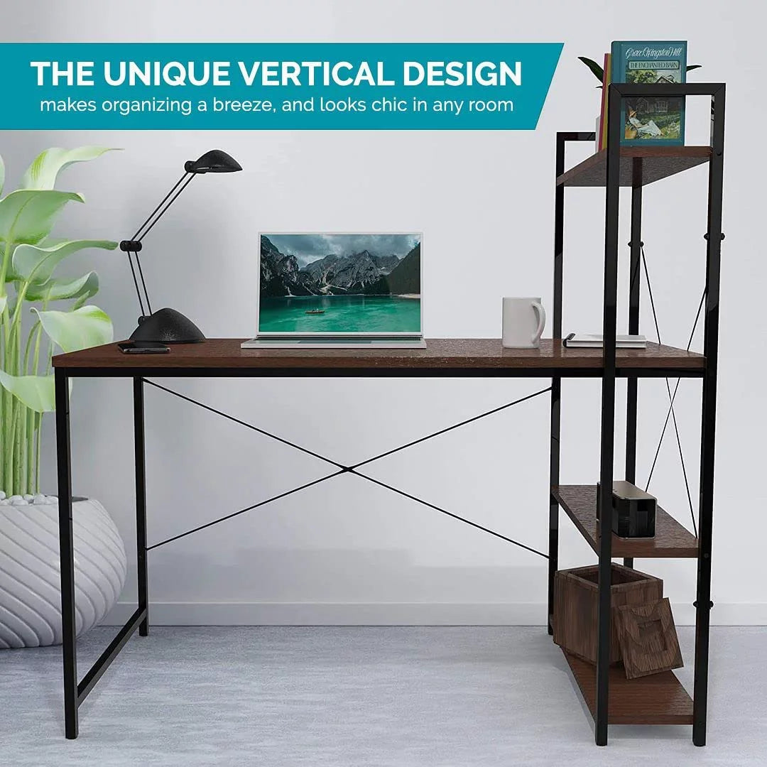 Brown Computer Desk with Shelves X679696