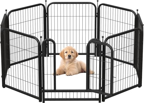 40 Inch 16 Panel Metal Dog Playpen Black-Silver N571725